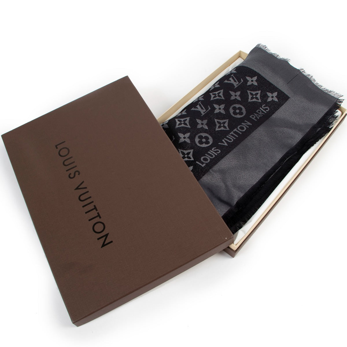 Buy second hand luxury high end designer Louis Vuitton Monogram Shine Shawl Black at Labellov.