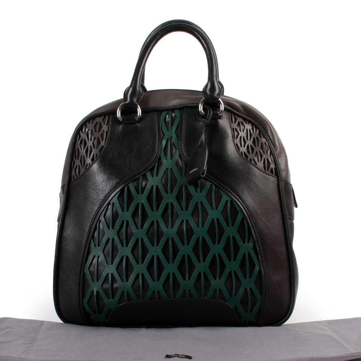 Shop authentic second hand designer vintage luxury Miu Miu Bicolour Cut-out Bowler Bag at Labellov