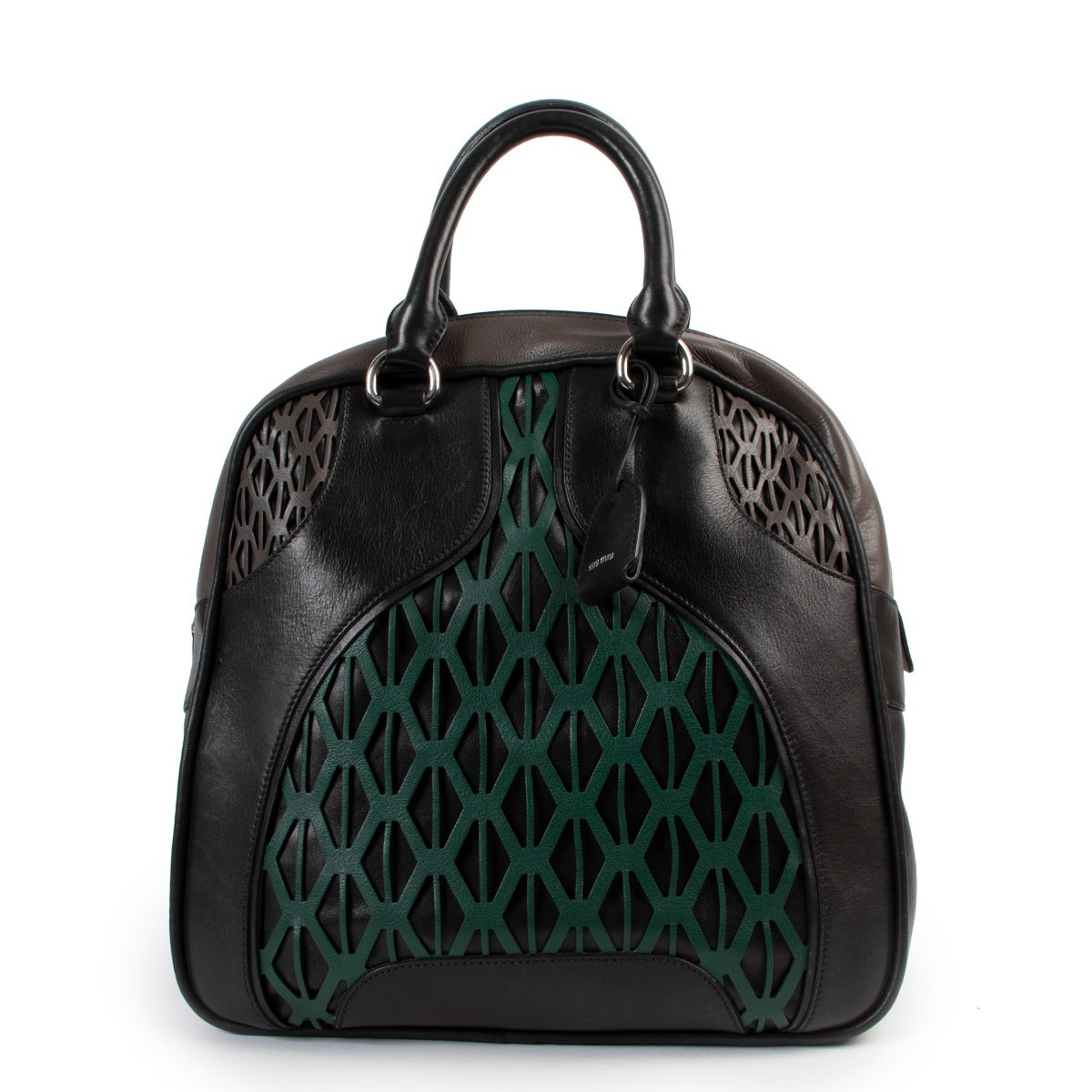 Shop authentic second hand designer vintage luxury Miu Miu Bicolour Cut-out Bowler Bag at Labellov