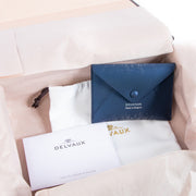 Delvaux Message S Chaine Cosmo Satin Navy Card Holder with Chain