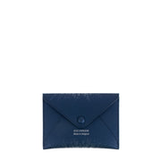 Delvaux Message S Chaine Cosmo Satin Navy Card Holder with Chain