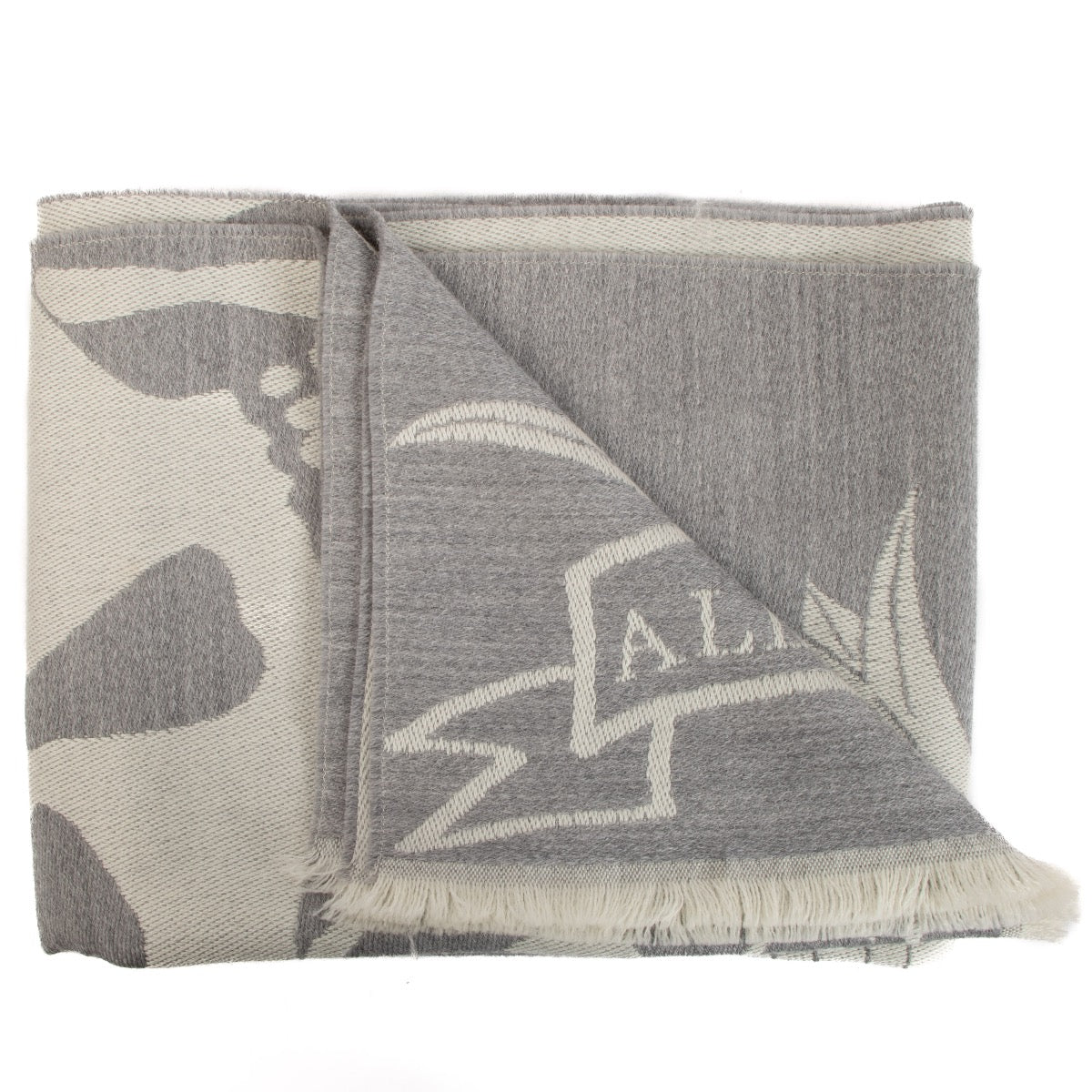Alexander McQueen Étole Foulard en Laine Grise Tête de Mort