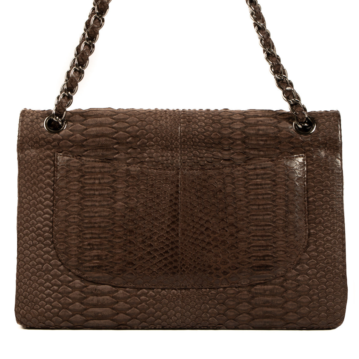 Sac Chanel Grand Classique à Rabat en Python Taupe