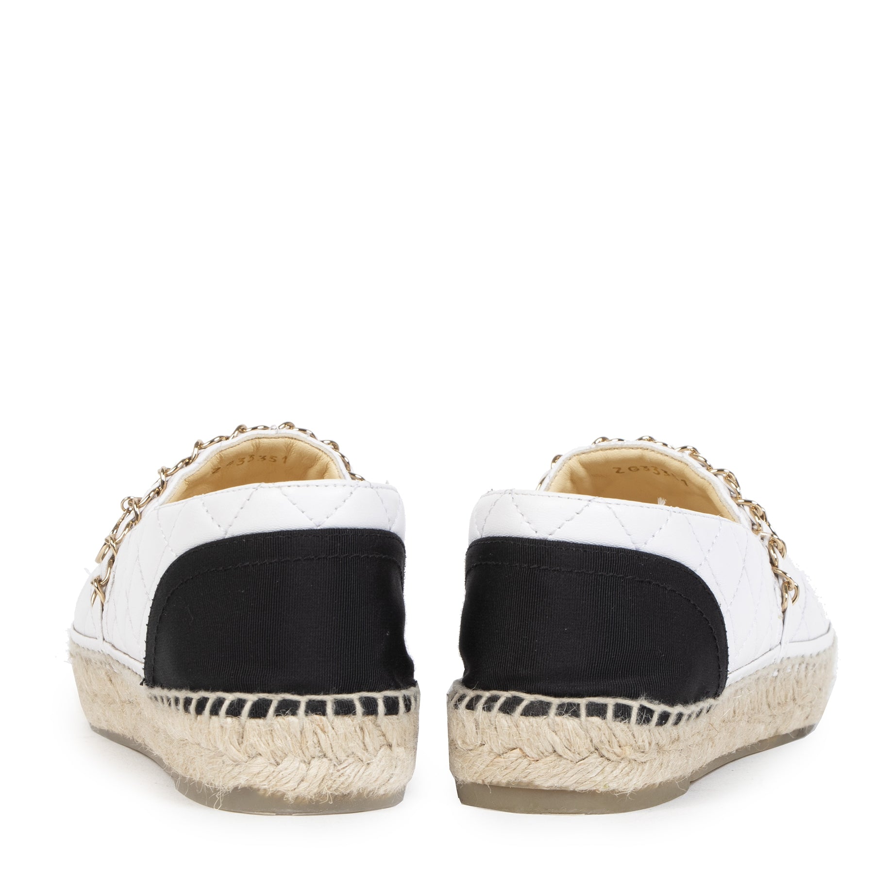 Authentieke tweedehands vintage Chanel White Leather Espadrilles koop online webshop LabelLOV