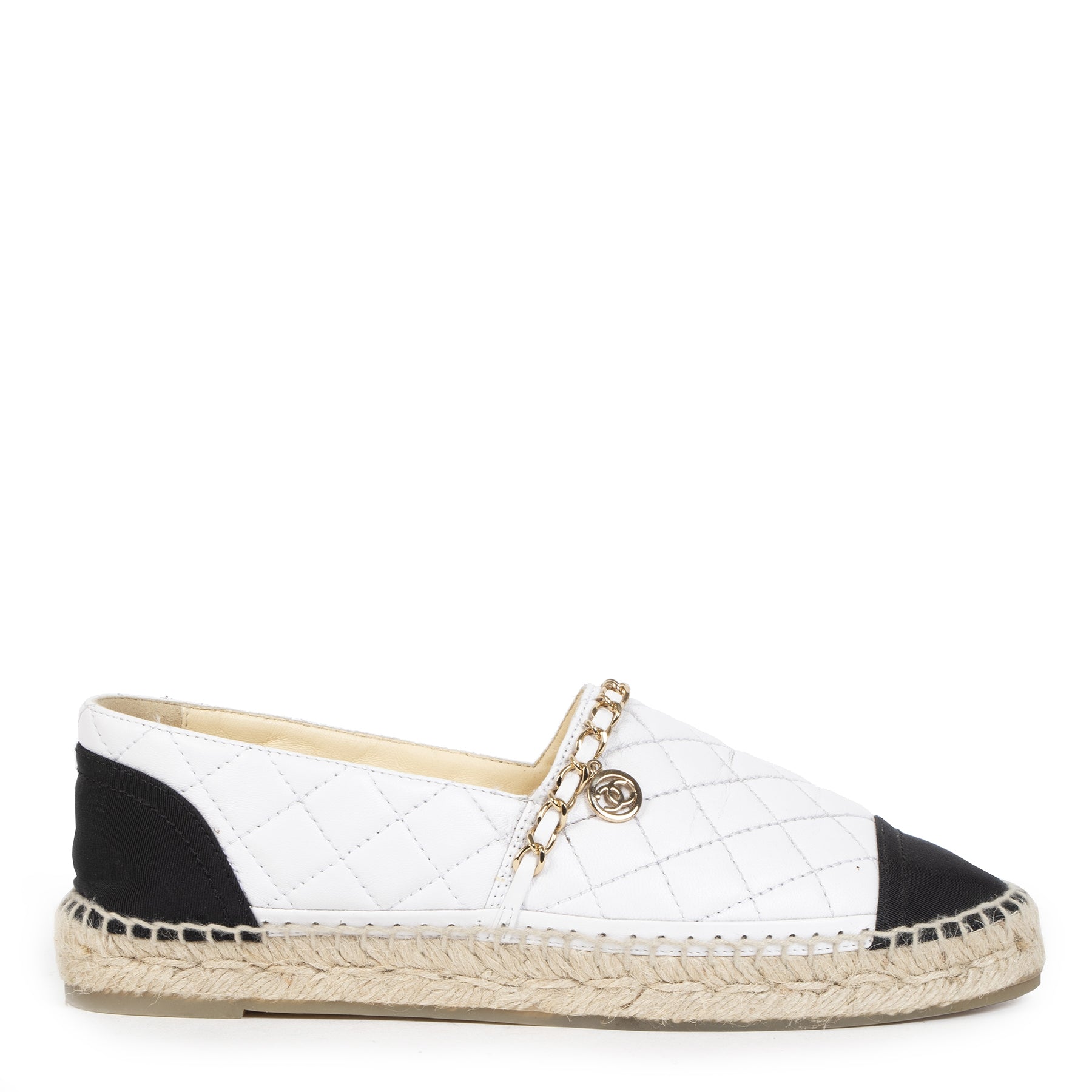 Authentic second-hand vintage Chanel White Leather Espadrilles buy online webshop LabelLOV