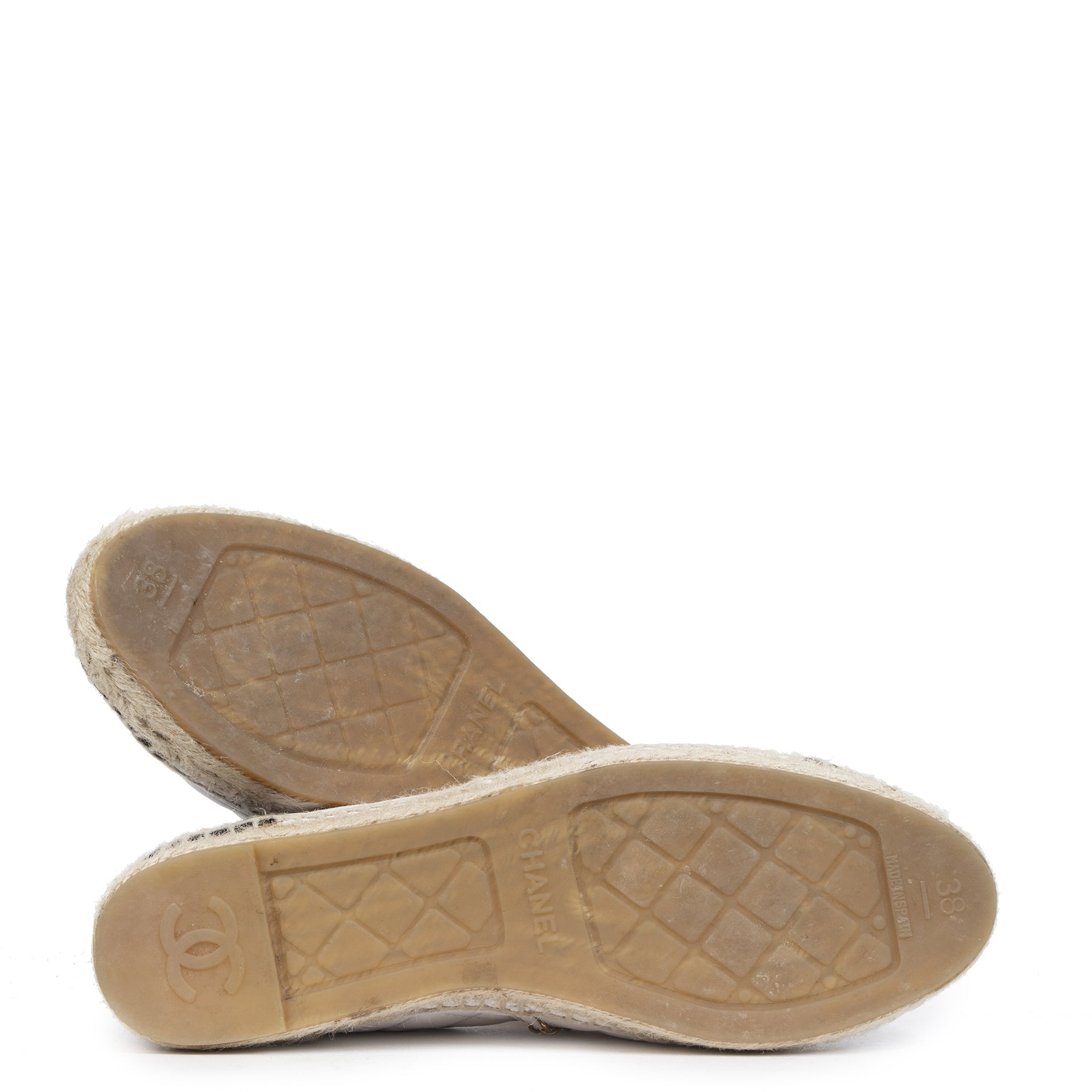 Authentic second-hand vintage Chanel White Leather Espadrilles buy online webshop LabelLOV