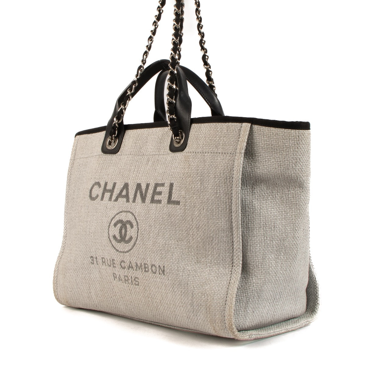 Chanel Grey Mixed Fiber Large Deauville Shopper Bag