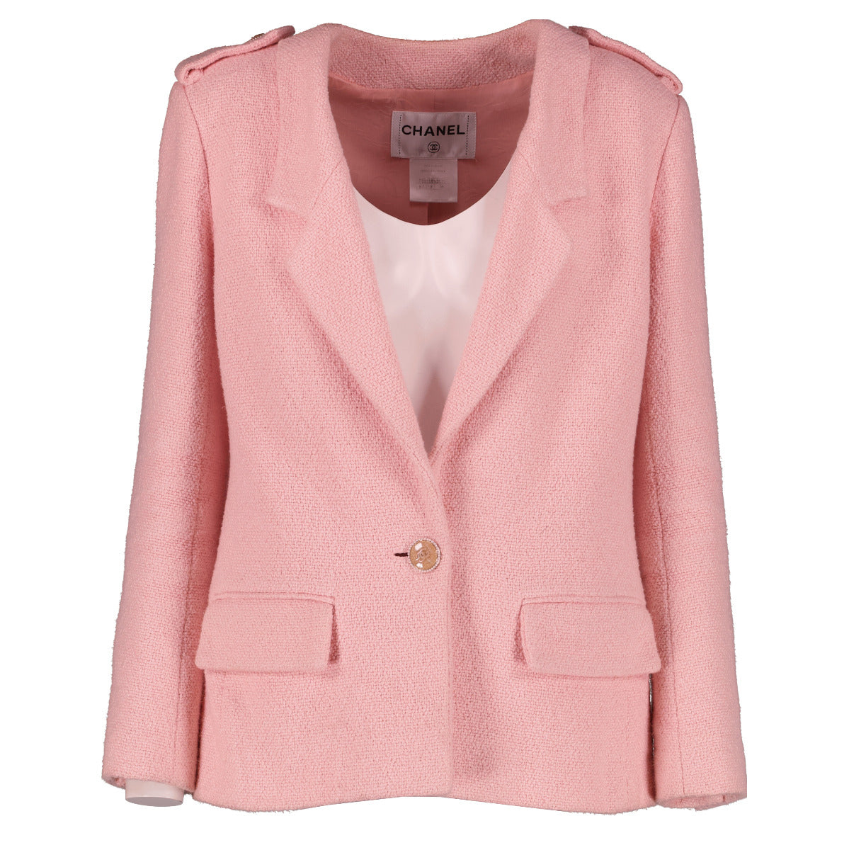 Chanel Pastel Pink Tweed Blazer - size 36