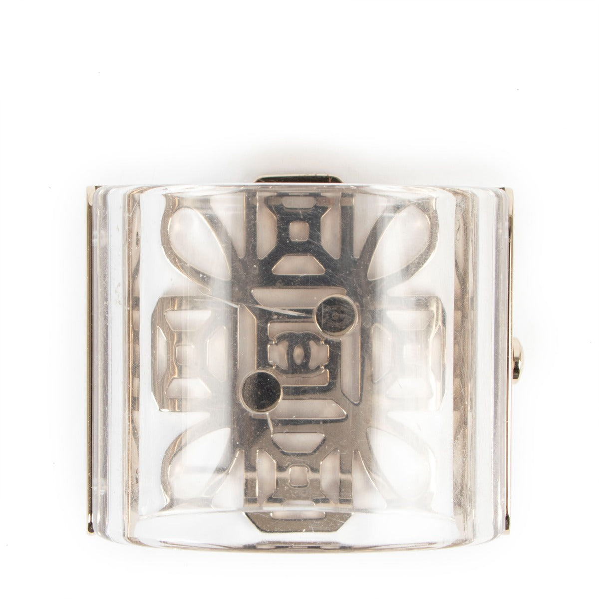 Chanel Spring 2017 17S Crystal Transparent Wide Bangle Bracelet