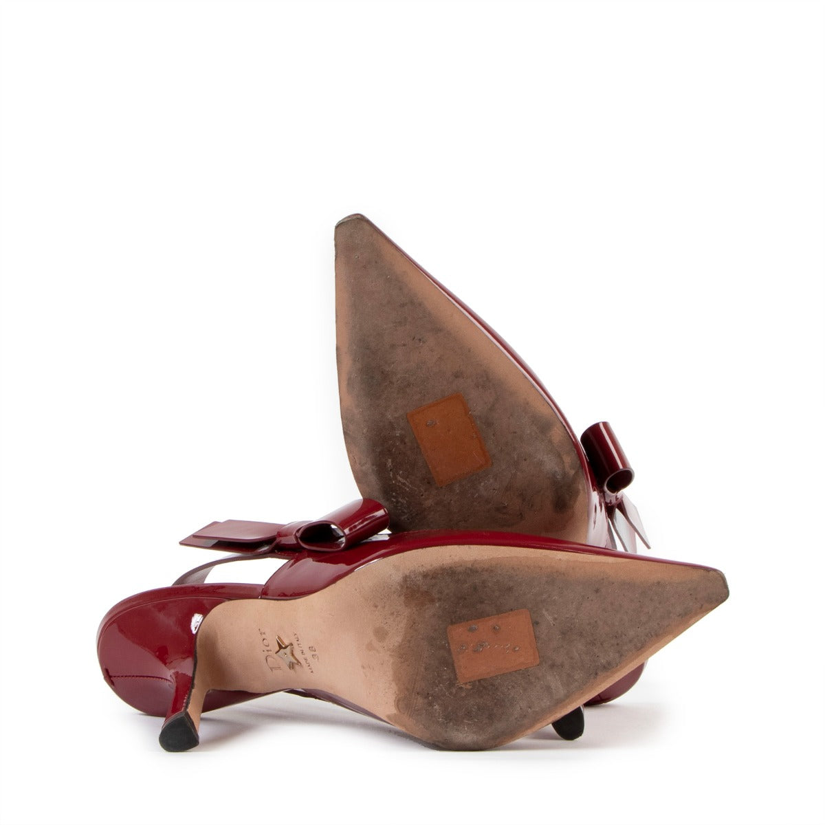 Christian Dior Red Patent Leather Slingback Pumps
