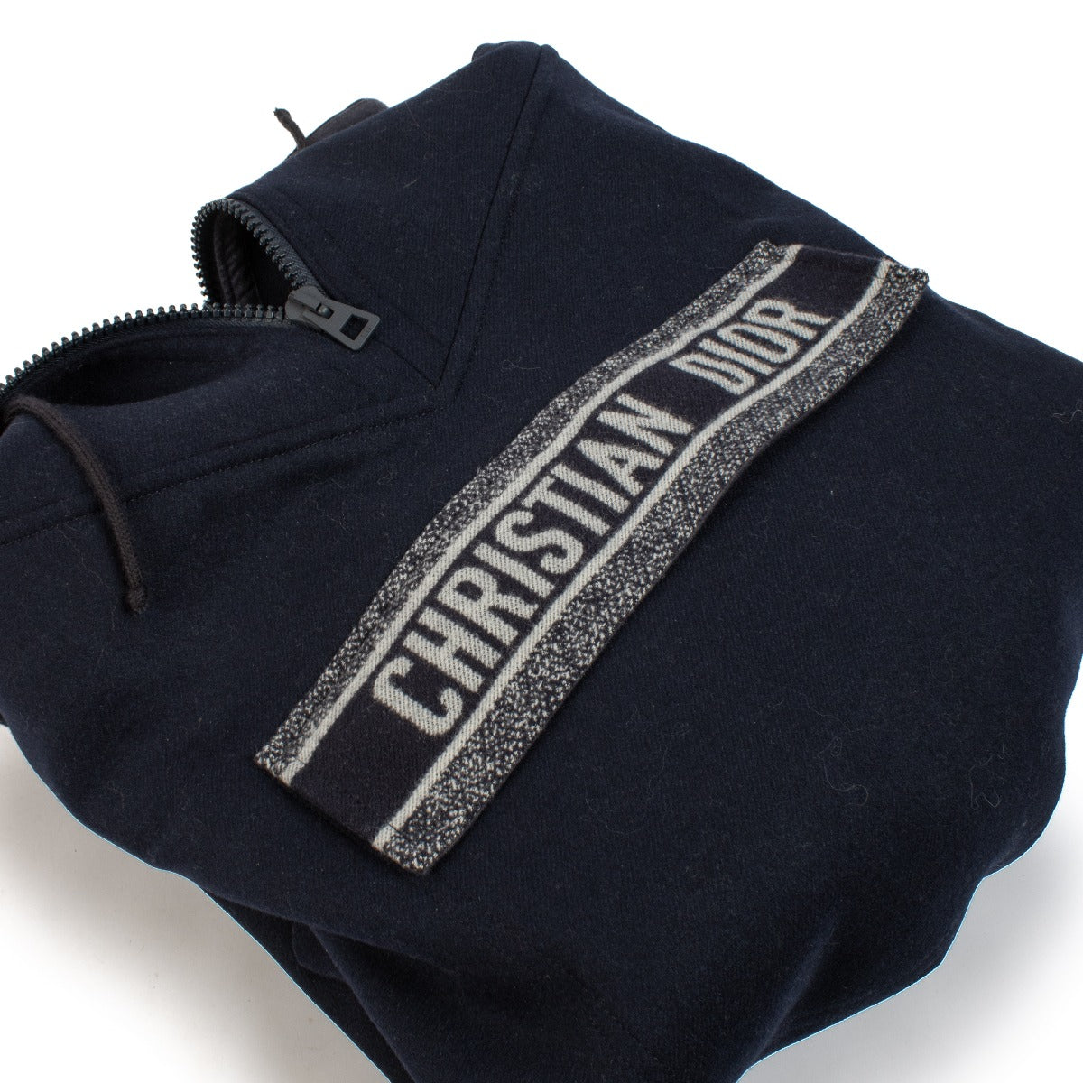 Dior Blue Wool Logo Hooded Poncho - Size L