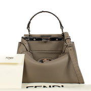 Shop 100% authentic Fendi Dove Grey Leather Selleria Peekaboo Mini Bag at Labellov.com.