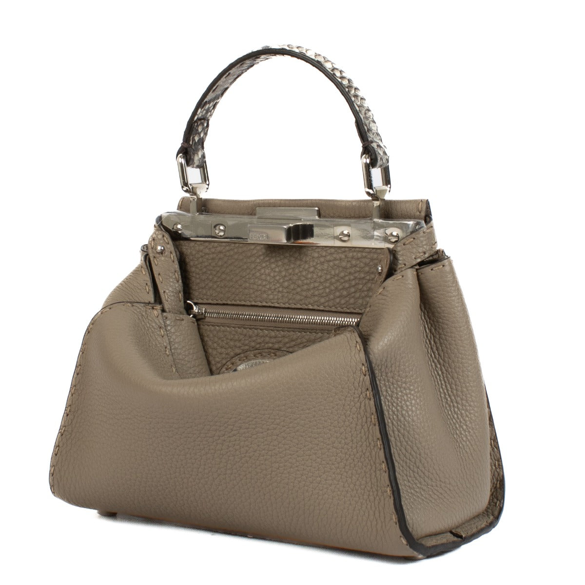 Shop 100% authentic Fendi Dove Grey Leather Selleria Peekaboo Mini Bag at Labellov.com.