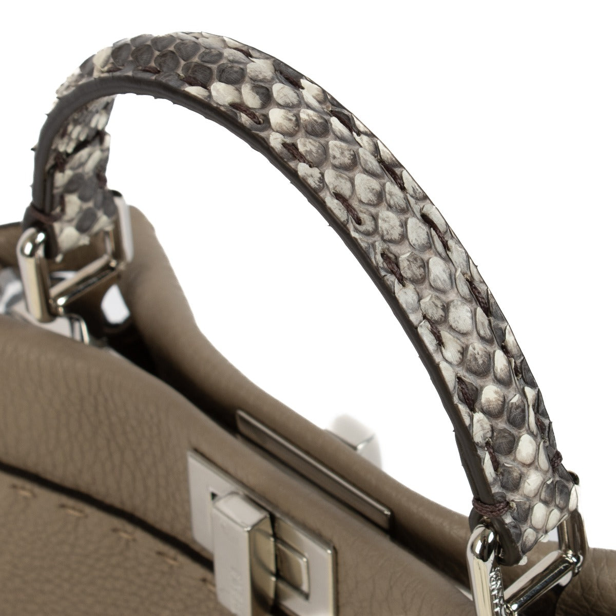 Shop 100% authentic Fendi Dove Grey Leather Selleria Peekaboo Mini Bag at Labellov.com.