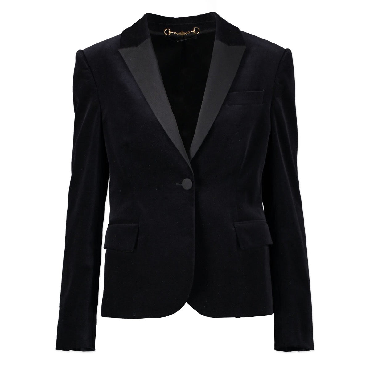 Original Gucci Black Velvet Blazer Jacket in Size 38 BE and 44 IT in very good condition now for sale on Labellov Luxury Vintage site