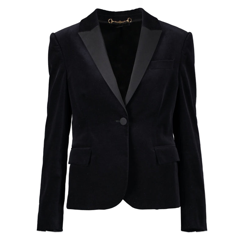 Original Gucci Black Velvet Blazer Jacket in Size 38 BE and 44 IT in very good condition now for sale on Labellov Luxury Vintage site