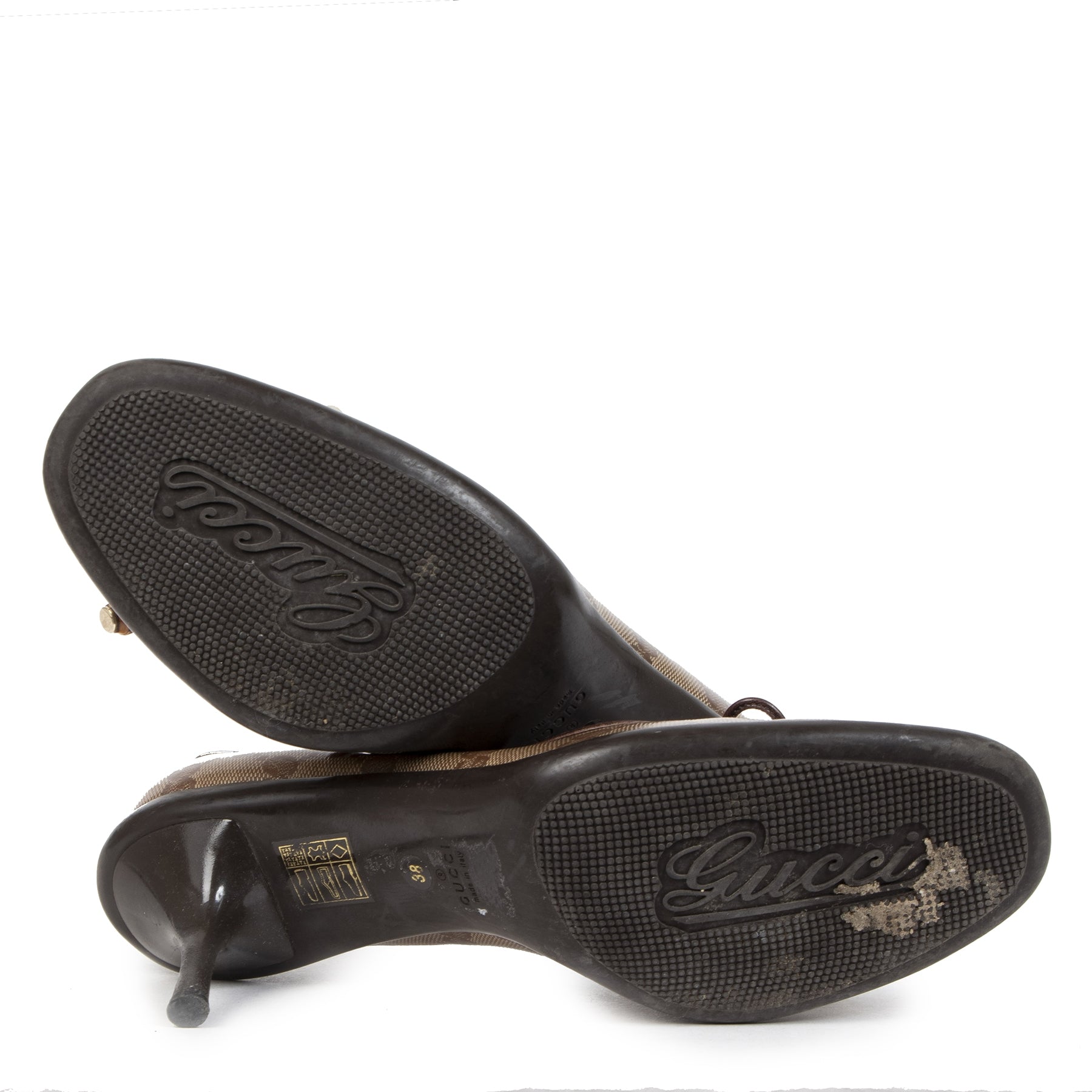Gucci Brown GG Canvas Bow Pumps - size 38 kopen en verkopen aan de beste prijs bij Labellov tweedehands luxe