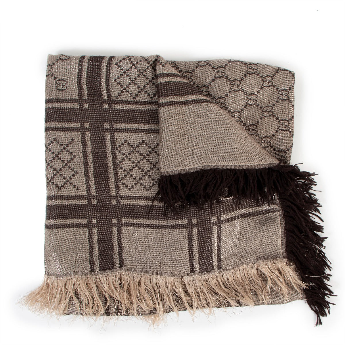 authentic second hand Gucci GG Lamé Jacquard Scarf at labellov