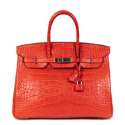 Hermès Birkin 35 Matt Alligator Geranium PHW geranium PHW shop safe secondhand luxury