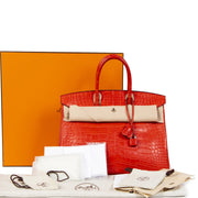 limited collectors item Hermès Birkin 35 Matt Alligator Geranium PHW geranium PHW full set invoice included