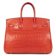 Hermès Birkin 35 Matt Alligator Geranium PHW geranium PHW