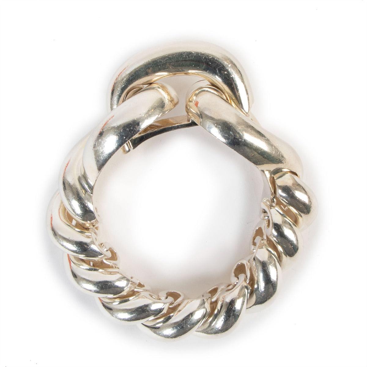 Second hand vintage Hermès Torsade Géant TGM Silver Bracelet at Labellov