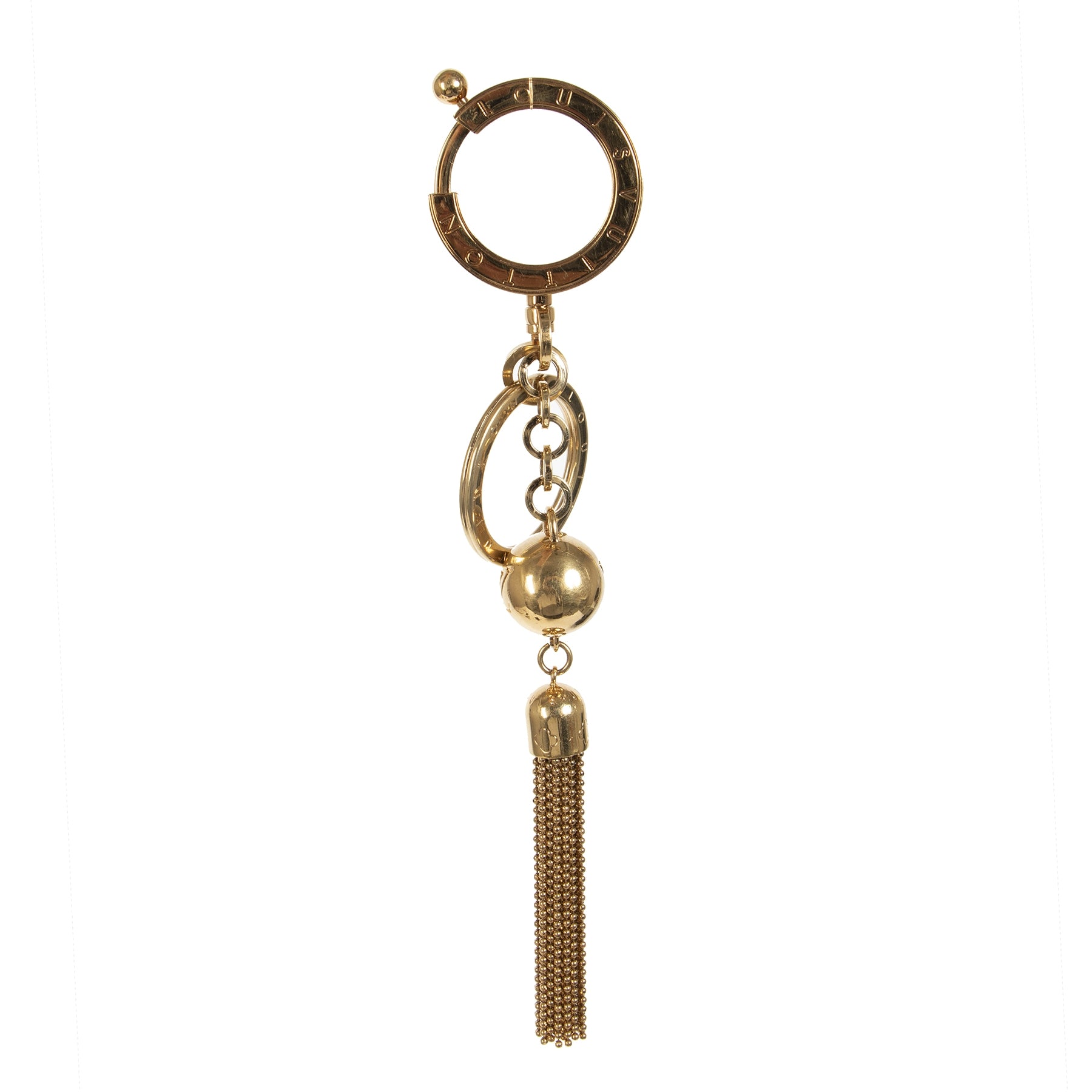 Authentieke Tweedehands Louis Vuitton Gold Swing Tassel Bag Charm & Keychain juiste prijs veilig online shoppen luxe merken webshop winkelen Antwerpen België mode fashion