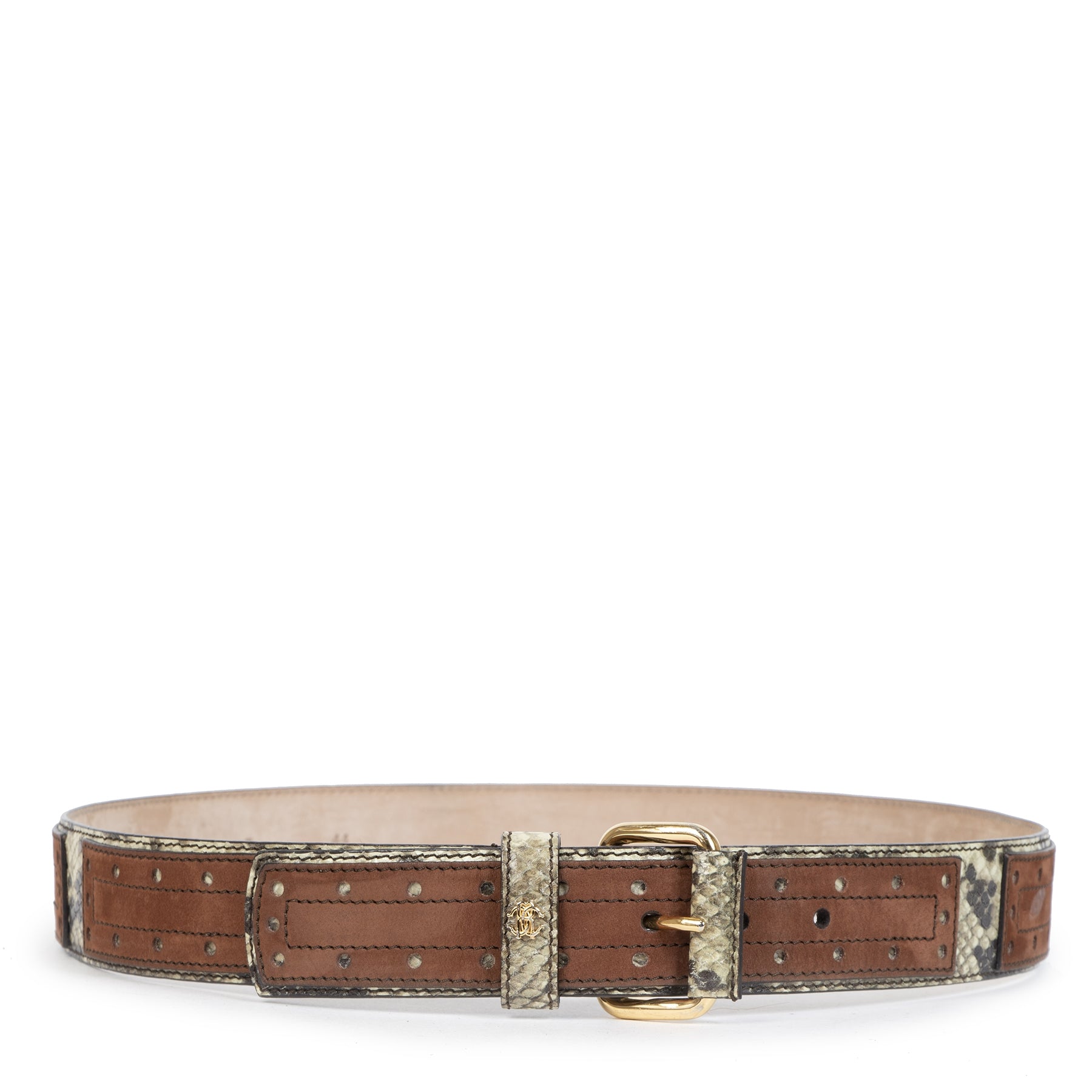 Authentieke tweedehands vintage Roberto Cavalli Python Belt - Size 90 koop online webshop LabelLOV