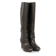 Authentieke Tweedehands Sergio Rossi Brown Snakeskin Boots - Size 38 juiste prijs veilig online shoppen luxe merken webshop winkelen Antwerpen België mode fashion
