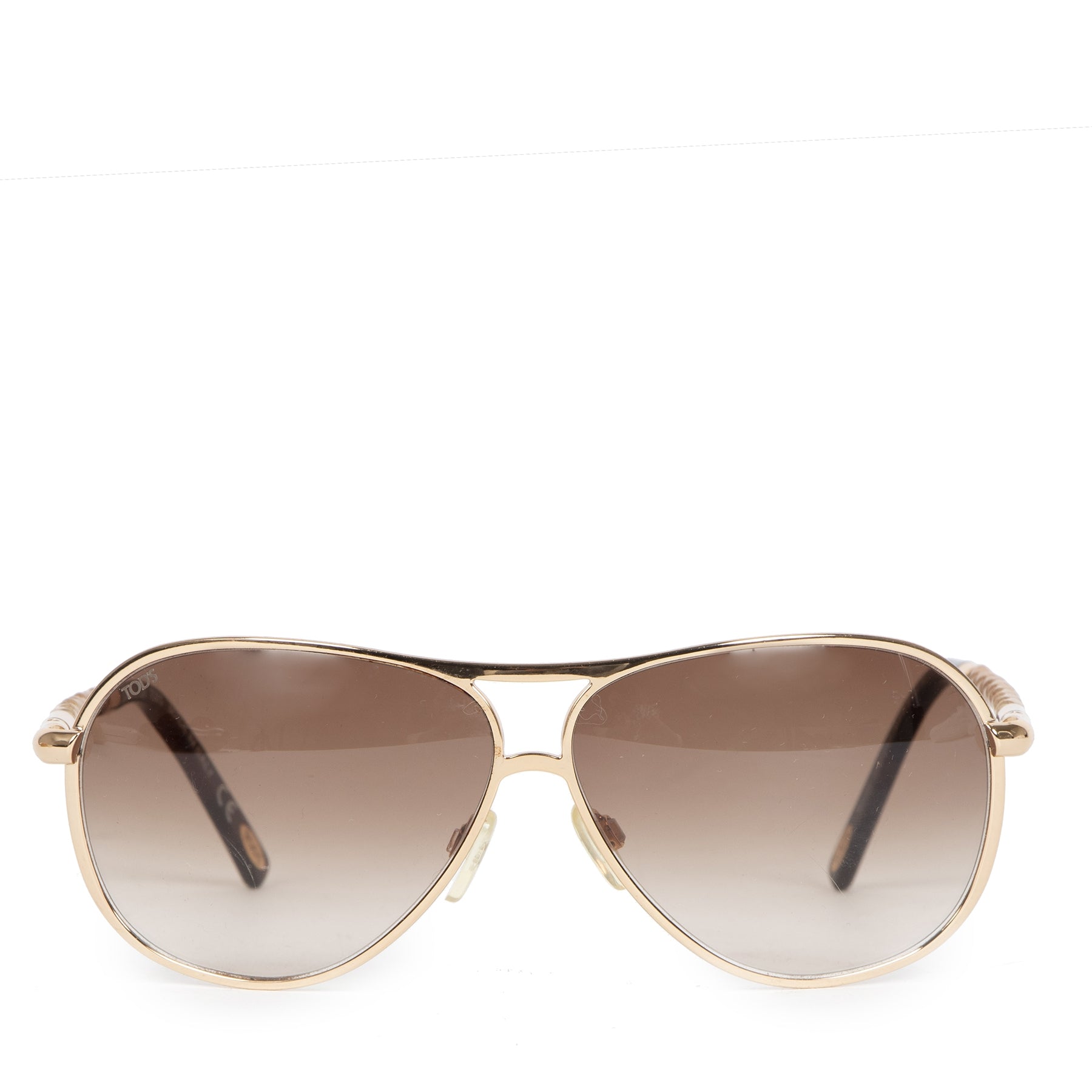 Authentic secondhand TOD'S Leather Woven Temple Aviator Sunglasses designer accessories designer brands luxury vintage webshop fashion safe secure online shopping worldwide shipping