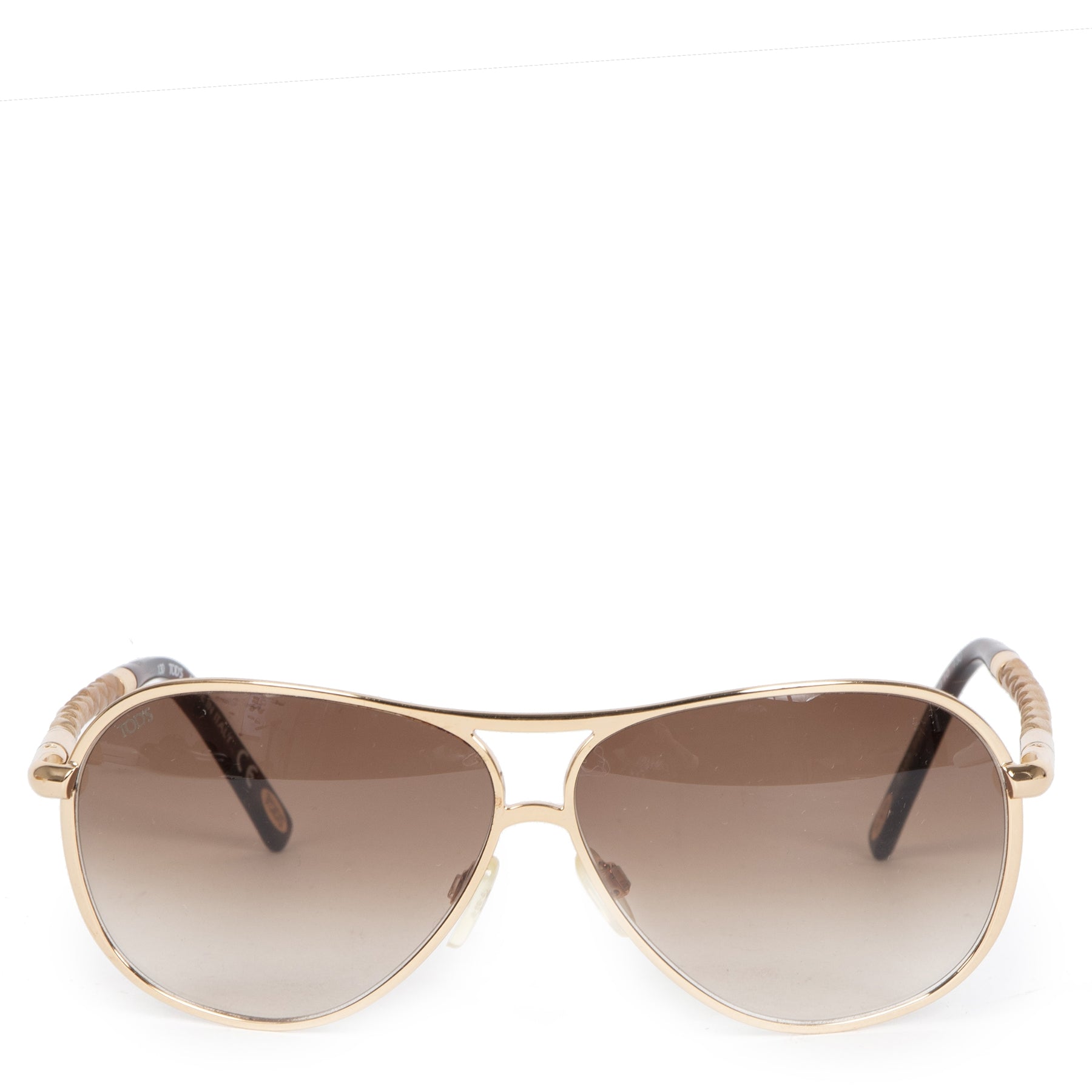 Authentieke Tweedehands TOD'S Leather Woven Temple Aviator Sunglasses juiste prijs veilig online shoppen luxe merken webshop winkelen Antwerpen België mode fashion