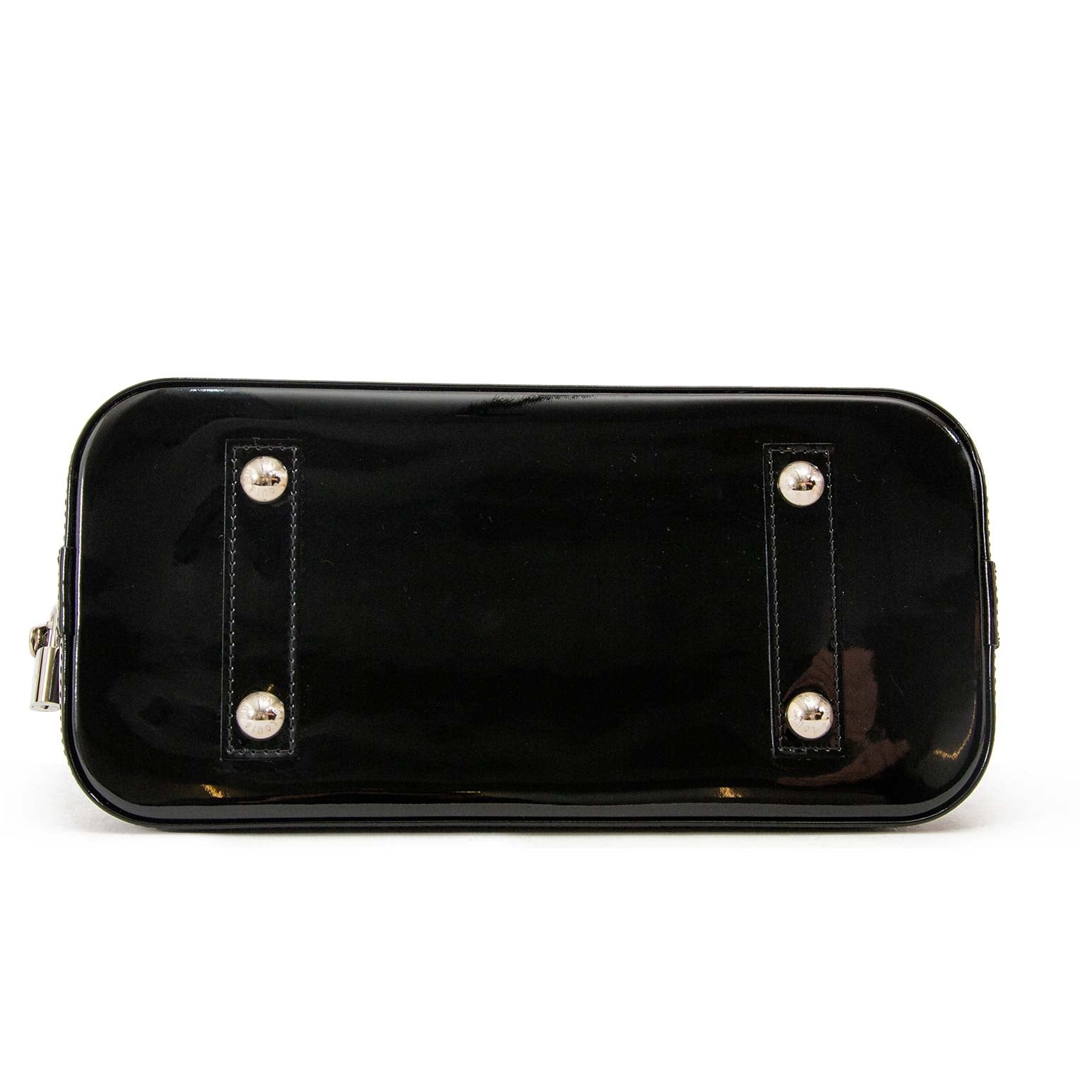 Louis Vuitton Electric Black Patent Epi Leather Alma now for sale at labellov vintage fashion webshop belgium