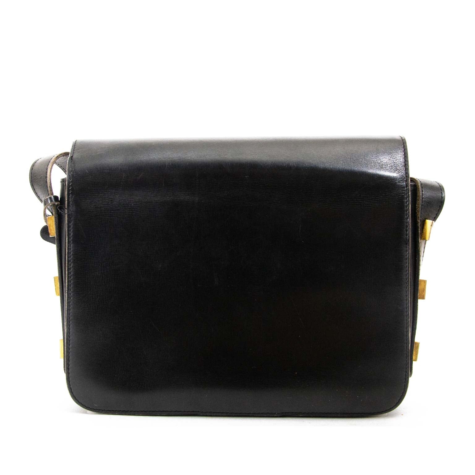 delvaux sac de cuir noir à vendre à labellov vintage webshop de mode belgique