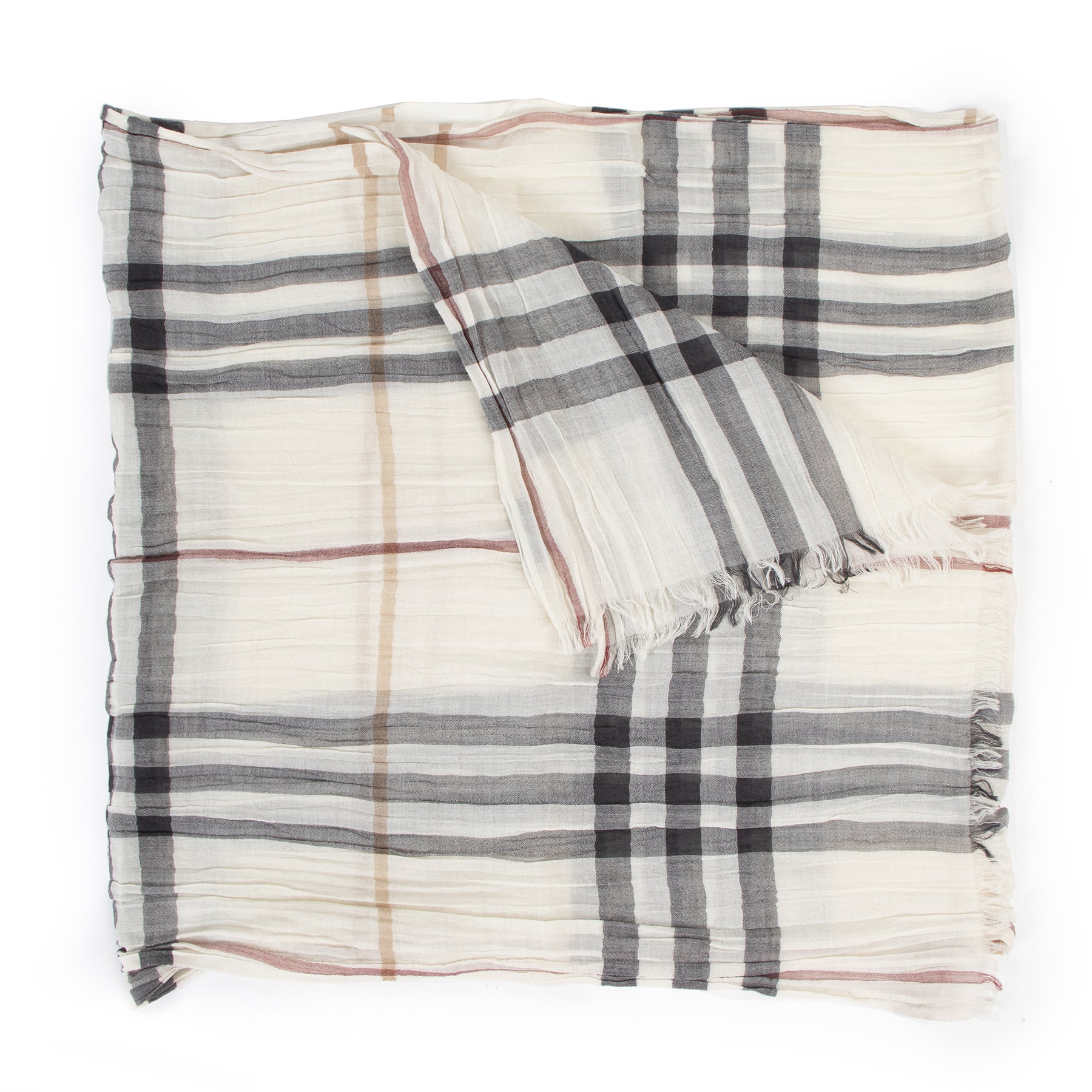 Authentieke Tweedehands Burberry Check Wool & Silk Scarf juiste prijs veilig online shoppen luxe merken webshop winkelen Antwerpen België mode fashion