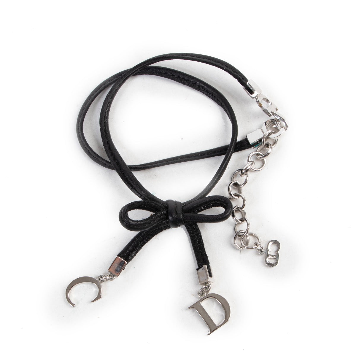 Shop safe online authentic Christian Dior Black Leather Choker Necklace at Labellov.com