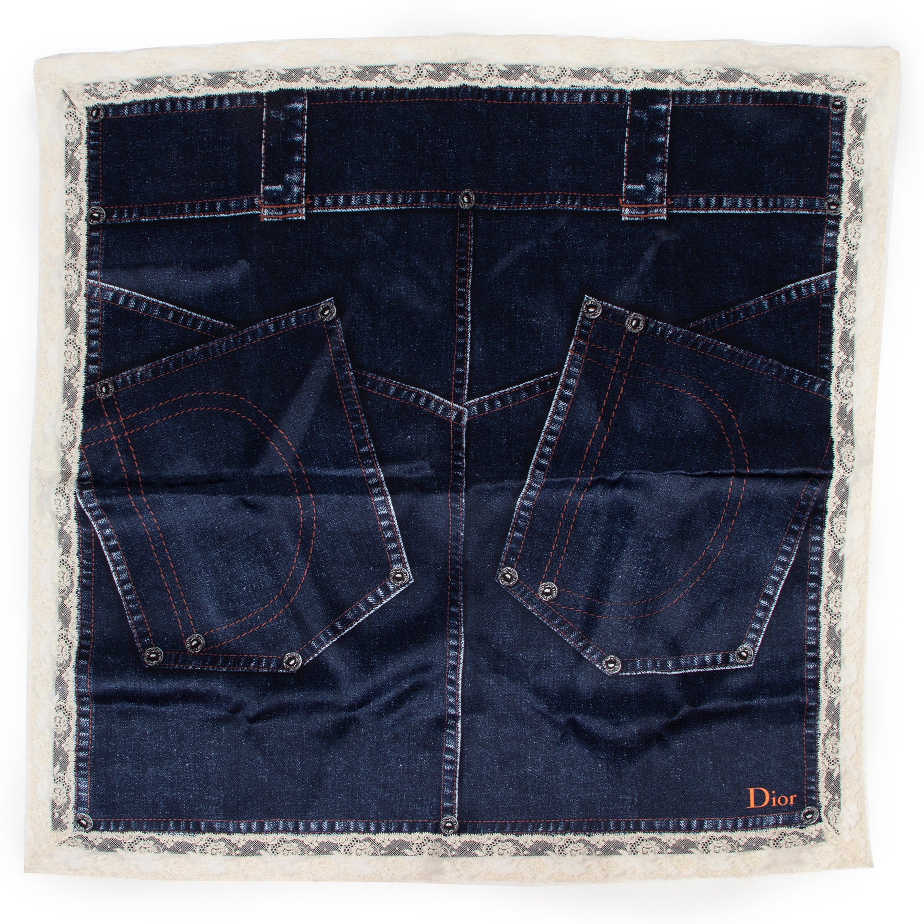 Shop safe online at Labellov in Antwerp this 100% authentic Christian Dior Jeans Pattern Silk Scarf