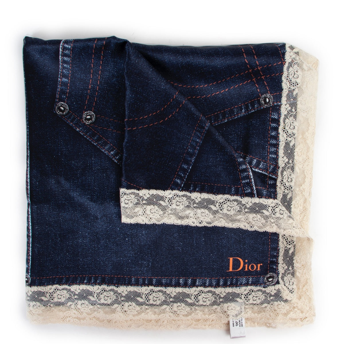 Shop safe online at Labellov in Antwerp this 100% authentic Christian Dior Jeans Pattern Silk Scarf