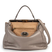 Shop safe online at Labellov in Antwerp this 100% authentic second hand Fendi Silver Metallic Large Peekaboo Shoulder Bag