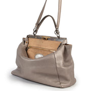 Shop safe online at Labellov in Antwerp this 100% authentic second hand Fendi Silver Metallic Large Peekaboo Shoulder Bag