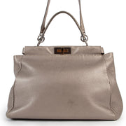 Shop safe online at Labellov in Antwerp this 100% authentic second hand Fendi Silver Metallic Large Peekaboo Shoulder Bag