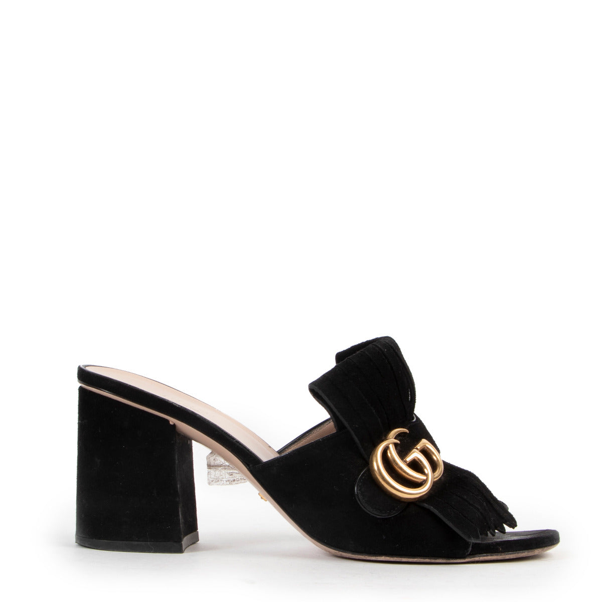 Gucci loafers in black fabric with gold-tone GG signature