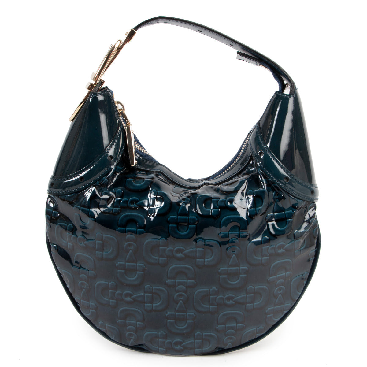 Sac Gucci Mini Horsebit en vinyle bleu pétrole à logo
