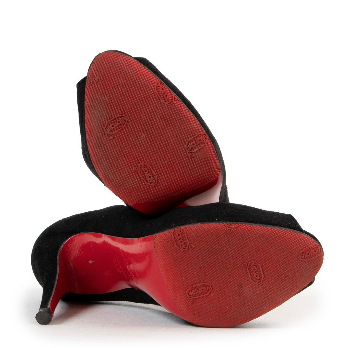 Escarpins peep-toe Christian Louboutin en daim noir - taille 39,5