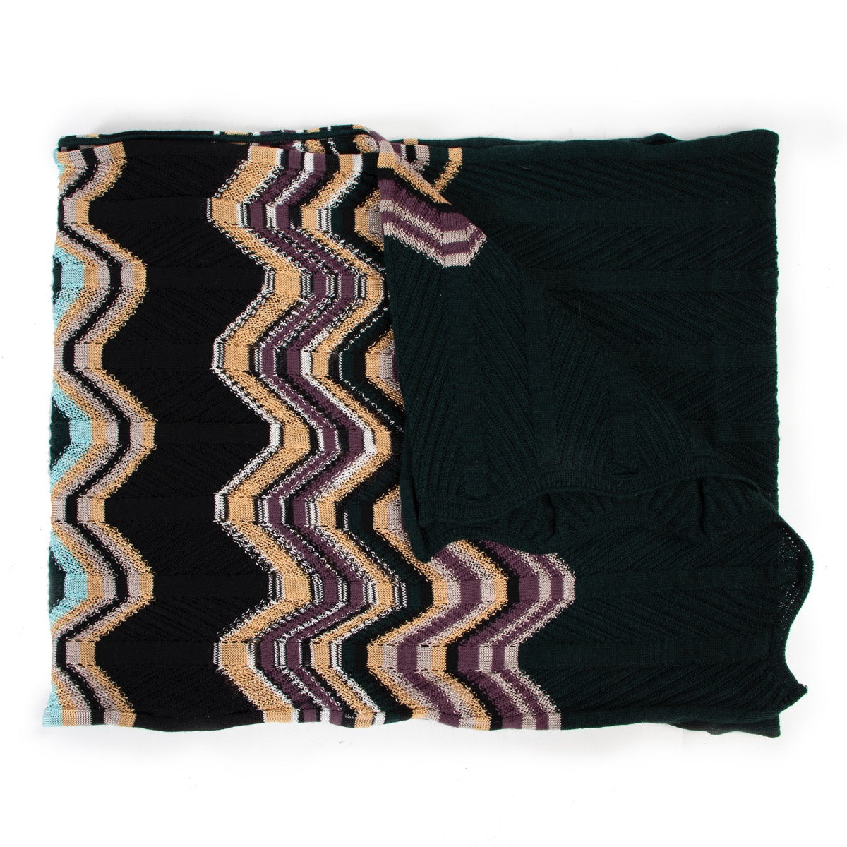 Shop safe online dark green Missoni multicolour scarf.