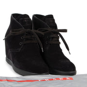 Shop online second hand Prada black suede wedge boots.