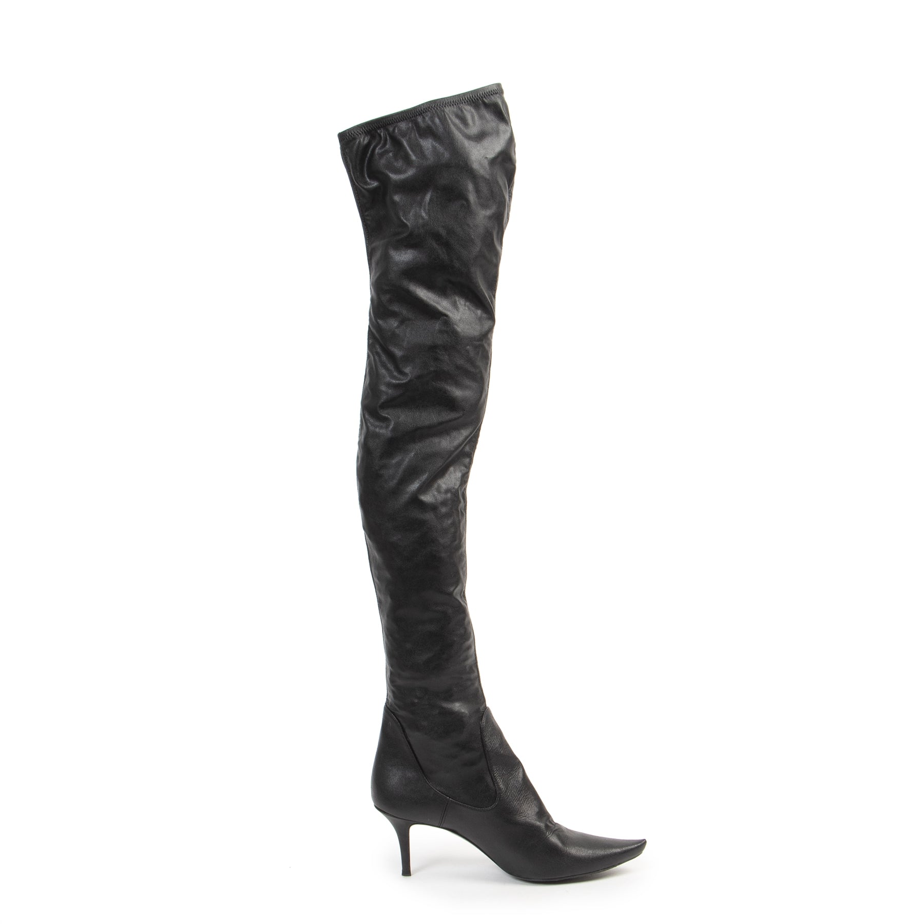 Authentic second-hand vintage Stella McCartney Vegan Black Over-the-knee Boots - size 39 buy online webshop LabelLOV