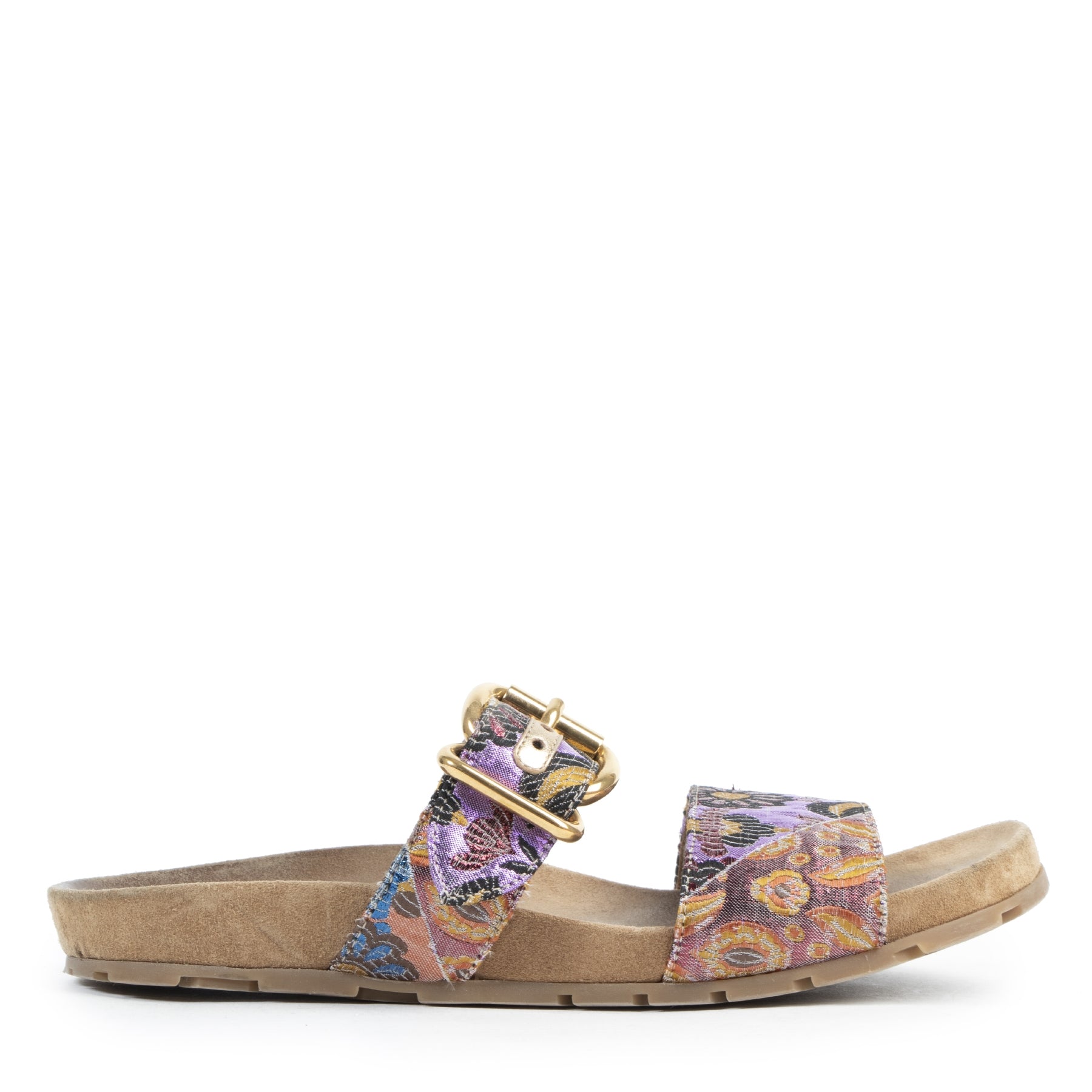 Authentic secondhand Prada Purple Floral Embroidered Sandals - Size 38,5 designer shoes fashion luxury vintage webshop safe secure online shopping