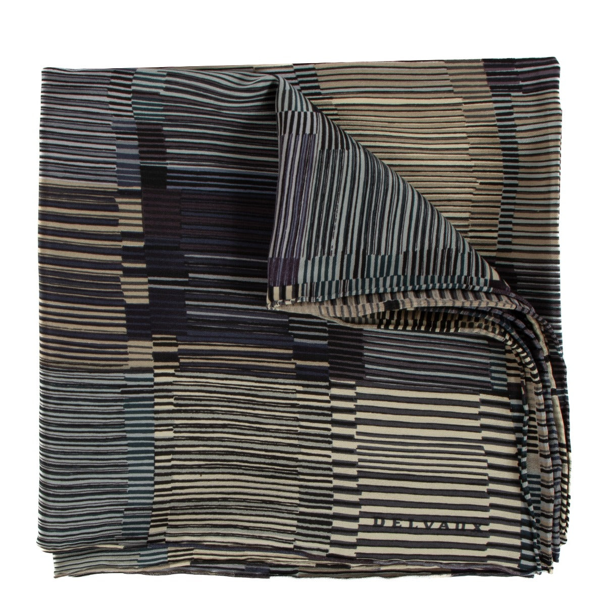 Delvaux Blue Striped Silk Scarf