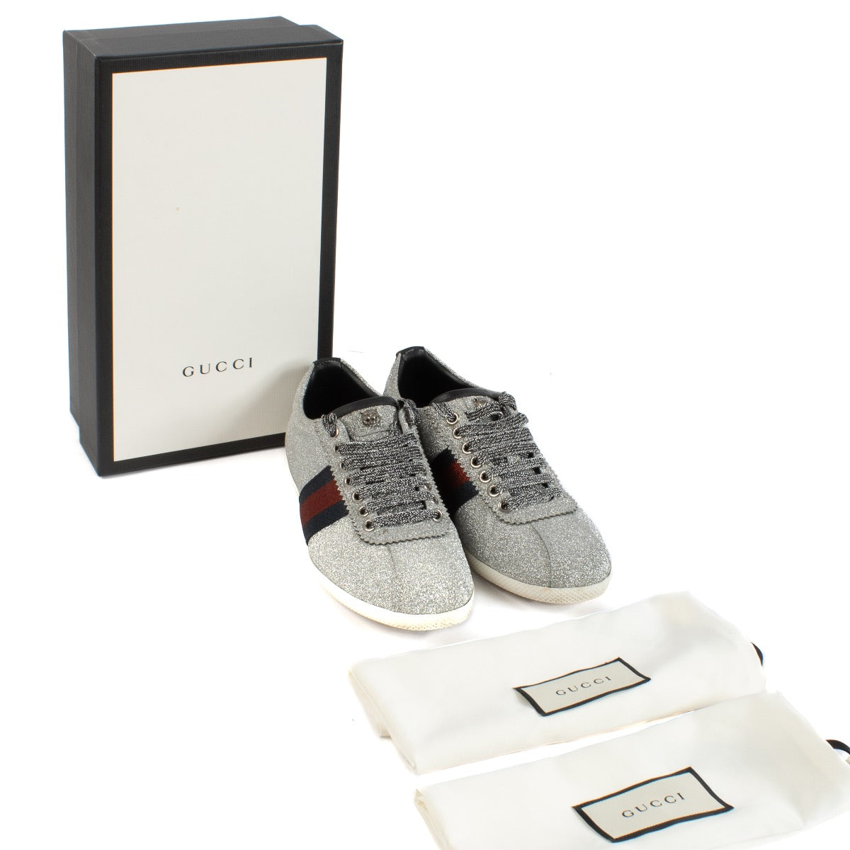 shop 100% authentic second hand Gucci Silver Sneakers - Size 36 1/2 on Labellov.com