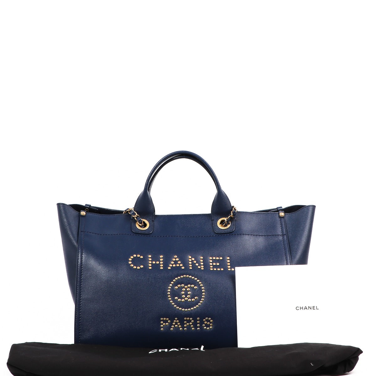 Chanel Blue Calfskin Deauville Large Shopping Bag